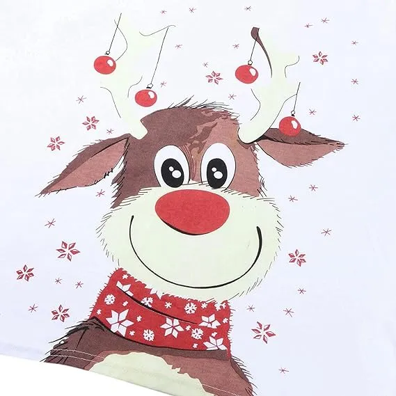 Family Matching Reindeer Plaid Cotton Pajamas Set