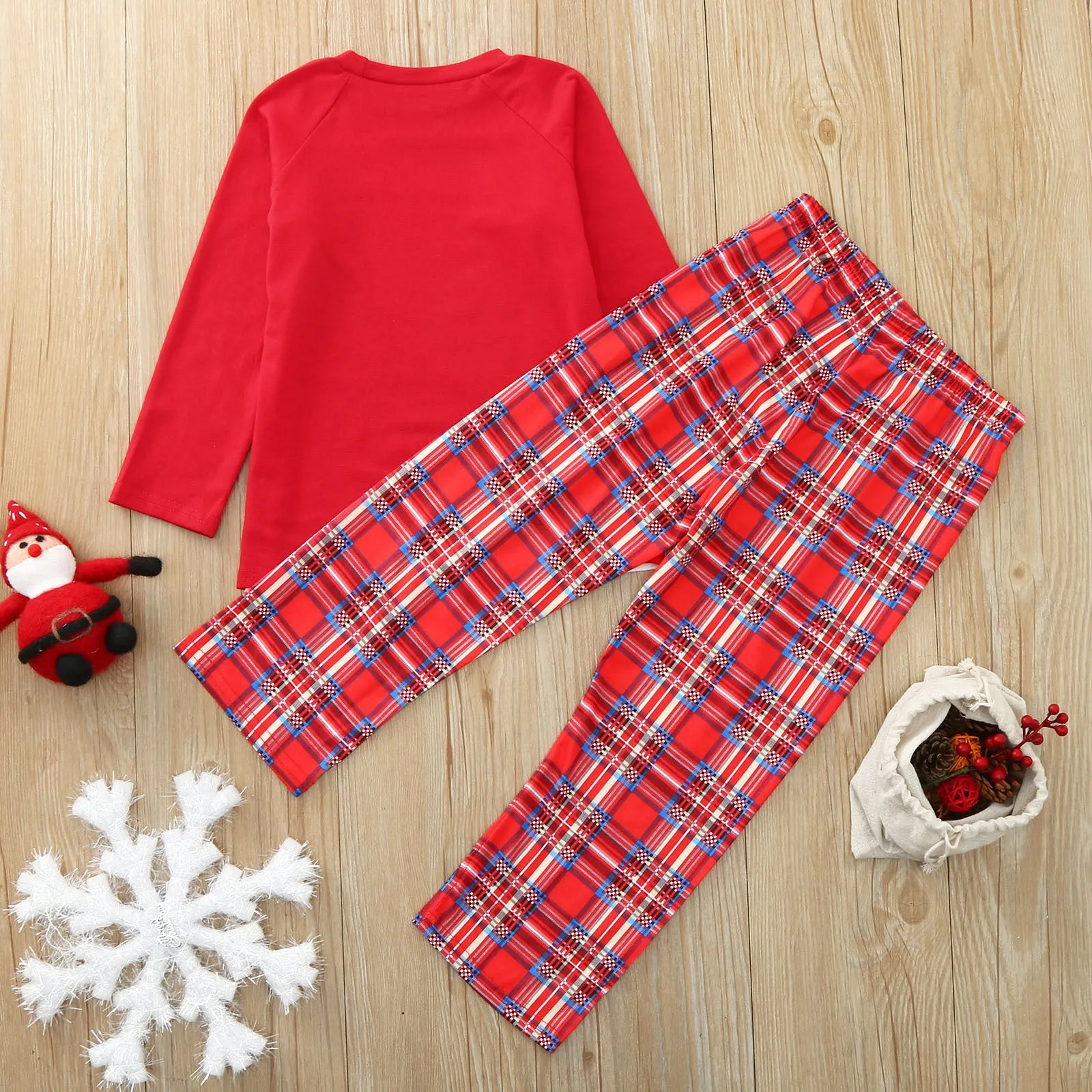 Family Matching Reindeer Plaid Cotton Pajamas Set