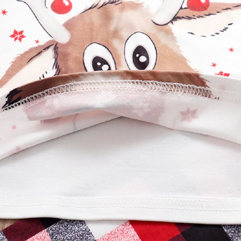 Family Matching Reindeer Plaid Cotton Pajamas Set