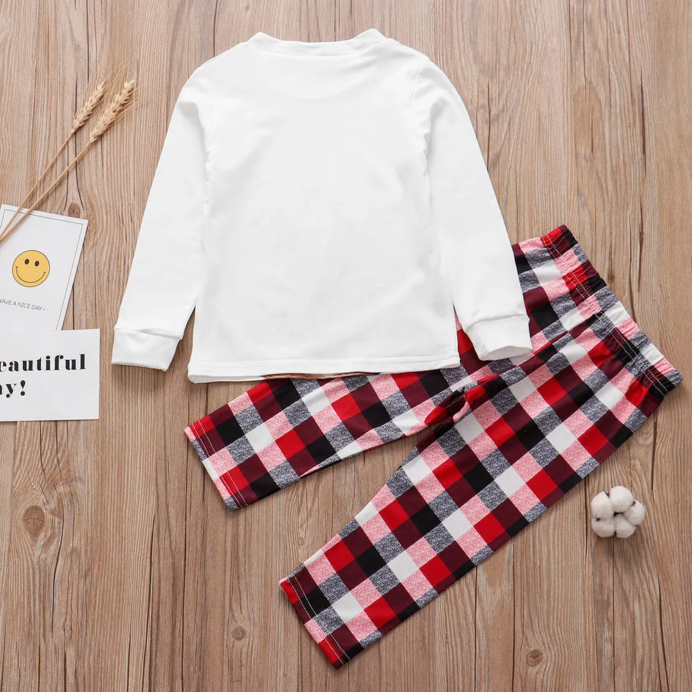 Family Matching Reindeer Plaid Cotton Pajamas Set