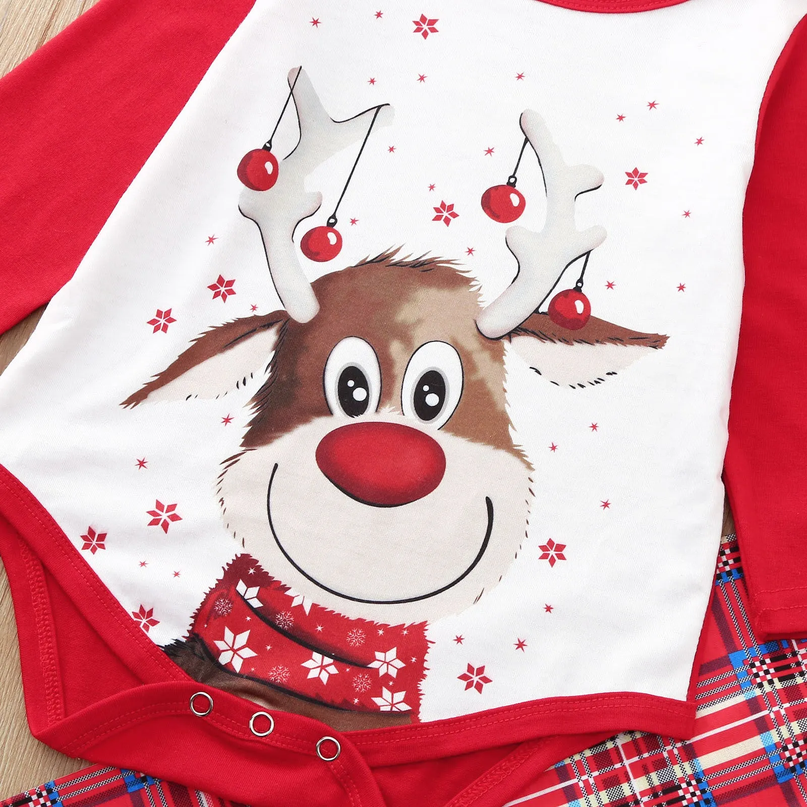 Family Matching Reindeer Plaid Cotton Pajamas Set
