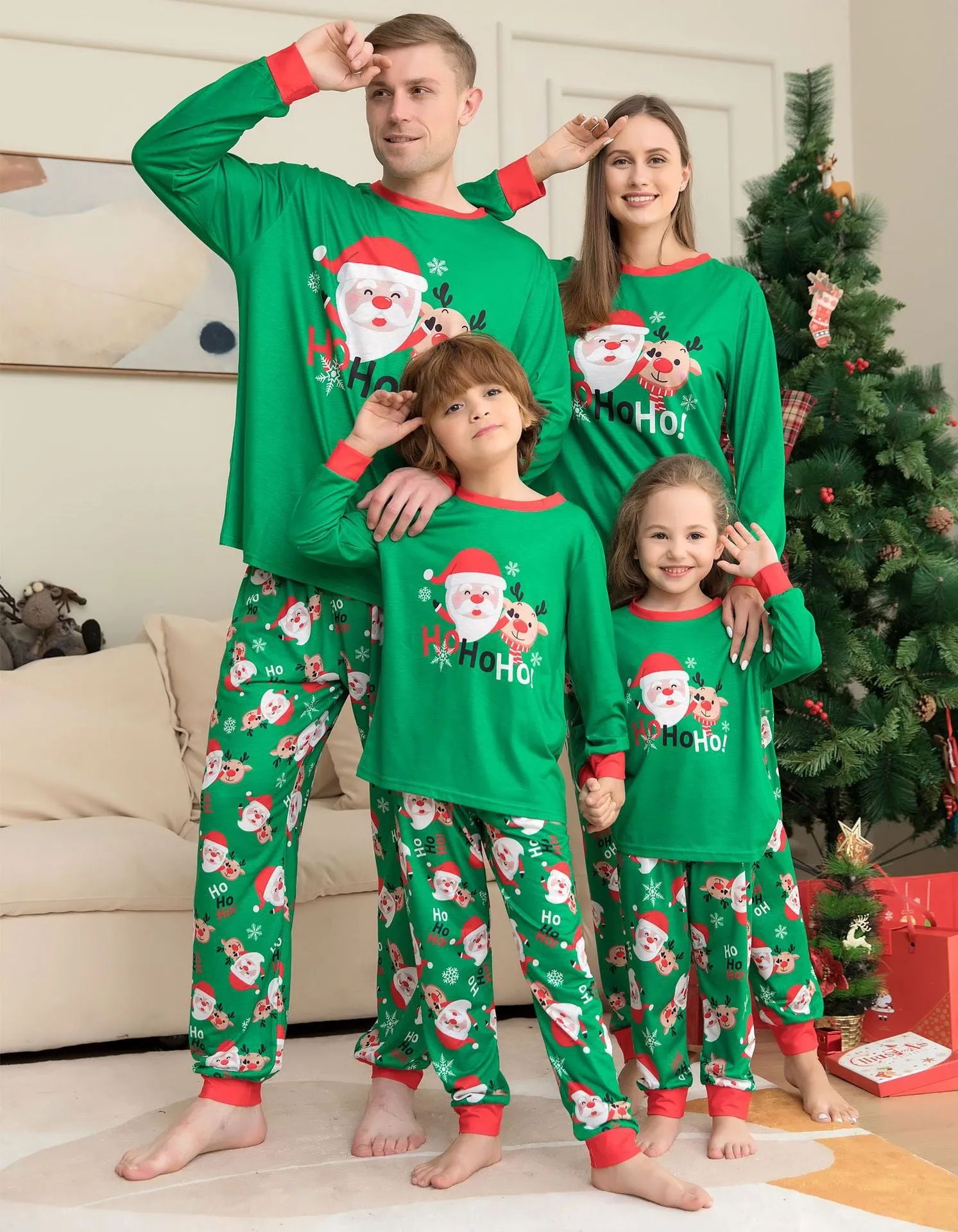 Family Matching Santa Claus Printed Fashion Pajamas