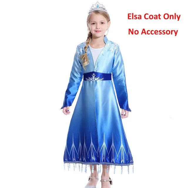 Fancy Snow Queen 2 Princess Anna Dress Coat Pants Cosplay Costume for Girls Elsa Clothing Set Winter Christmas Fairy Tale Frcoks