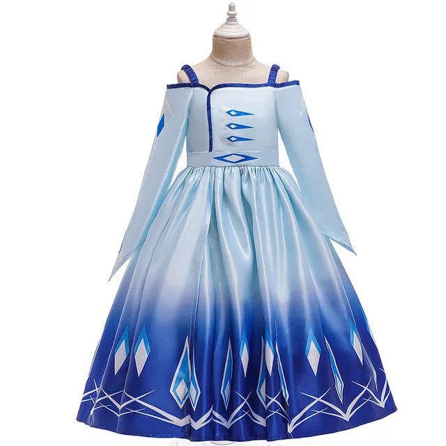 Fancy Snow Queen 2 Princess Anna Dress Coat Pants Cosplay Costume for Girls Elsa Clothing Set Winter Christmas Fairy Tale Frcoks