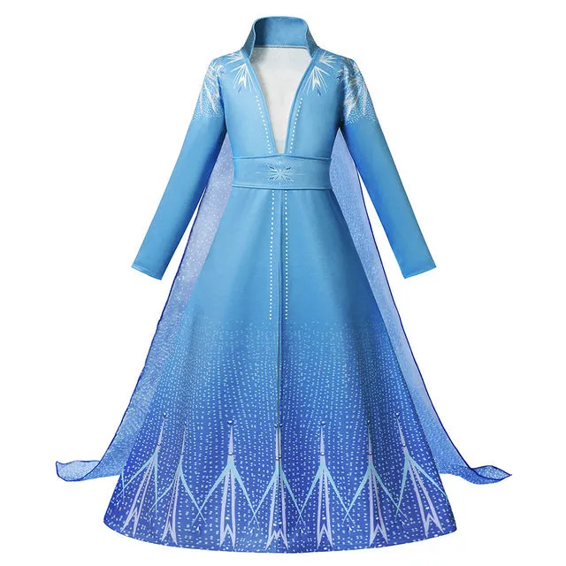 Fancy Snow Queen 2 Princess Anna Dress Coat Pants Cosplay Costume for Girls Elsa Clothing Set Winter Christmas Fairy Tale Frcoks
