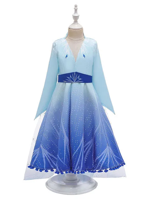 Fancy Snow Queen 2 Princess Anna Dress Coat Pants Cosplay Costume for Girls Elsa Clothing Set Winter Christmas Fairy Tale Frcoks