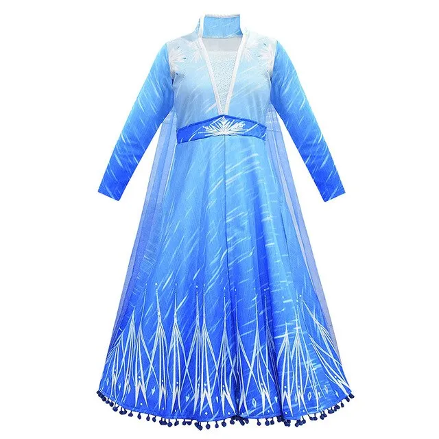 Fancy Snow Queen 2 Princess Anna Dress Coat Pants Cosplay Costume for Girls Elsa Clothing Set Winter Christmas Fairy Tale Frcoks