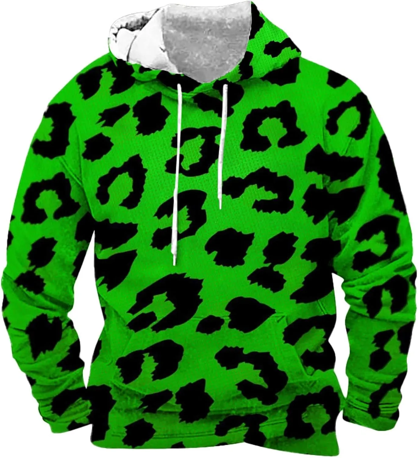 Fashion Leopard Print Hoodies for Men Novelty Graphic Long Sleeve Pullover Swertshirts Fall Gym Athletic Workout Tops