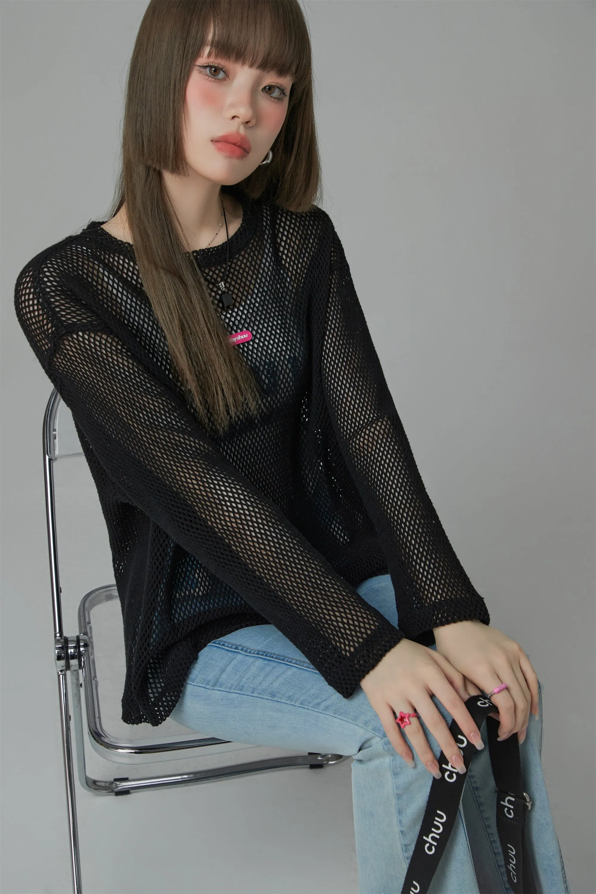 Fishnet Long-Sleeved Top
