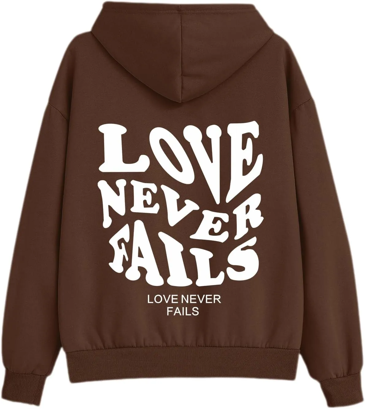 Fkatuzi Women Graphic Zip Up Love Never Fails Hoodie Aesthetic Preppy Sweatshirt Cotton Jacket Fleece Letter Print Zipper Top