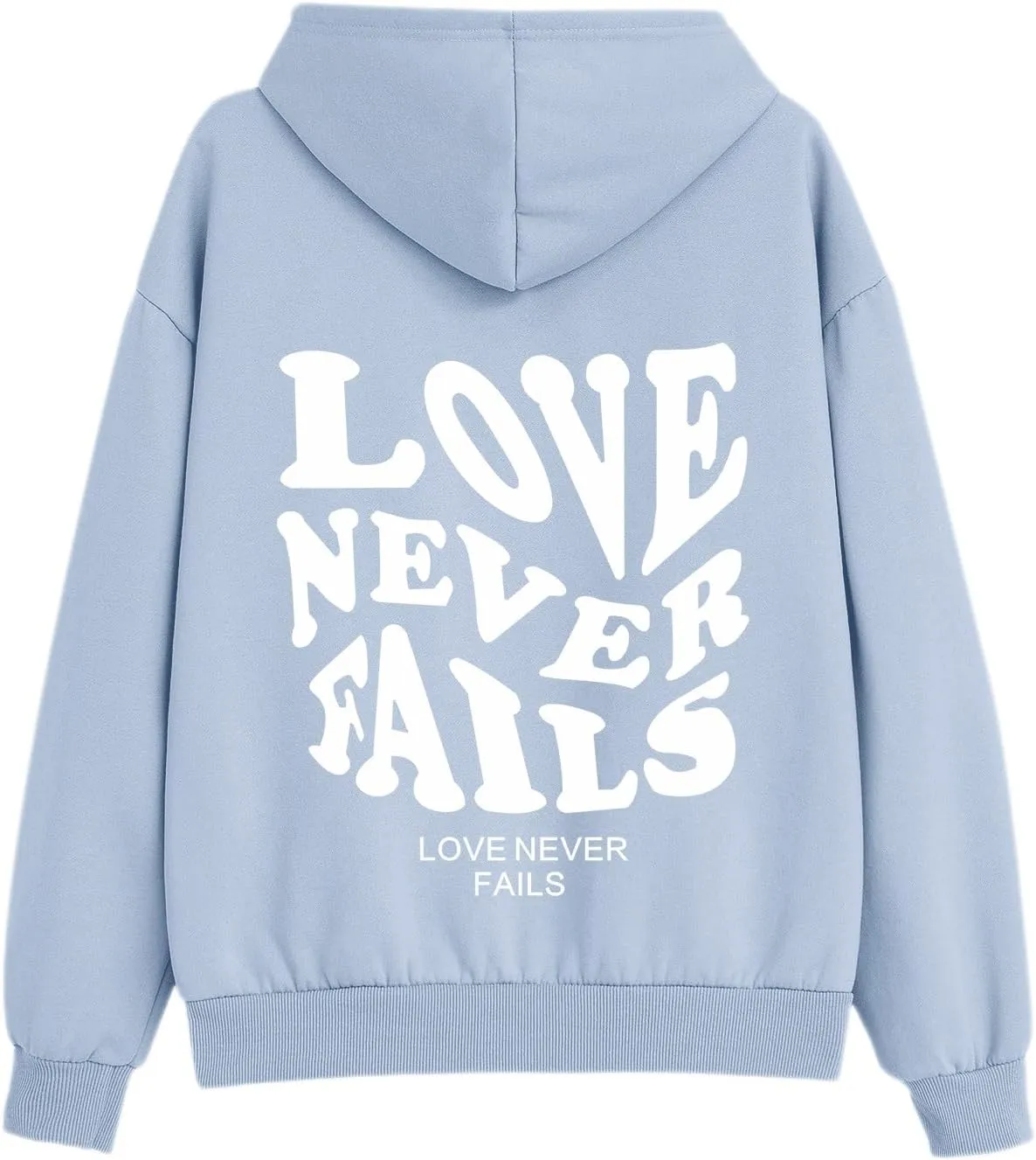 Fkatuzi Women Graphic Zip Up Love Never Fails Hoodie Aesthetic Preppy Sweatshirt Cotton Jacket Fleece Letter Print Zipper Top
