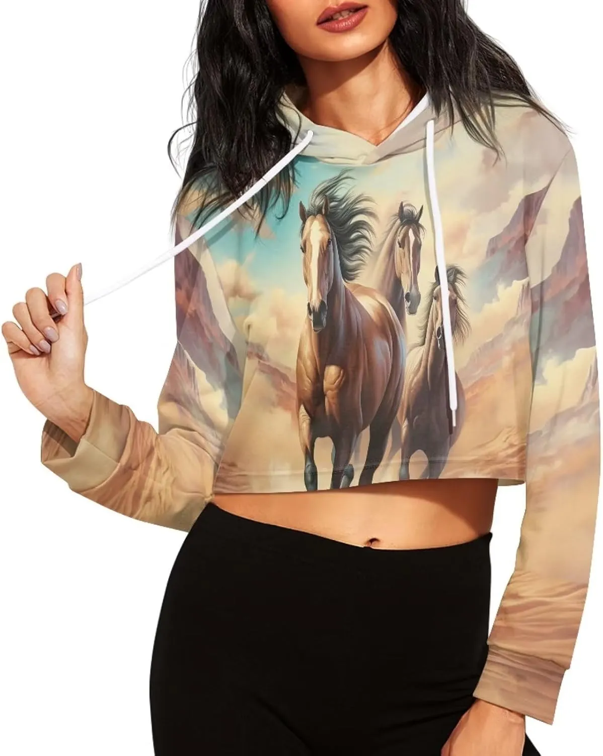 Flashideas Women's Cropped Hoodies Oversized Crop Tops for Women Polyester Fibre