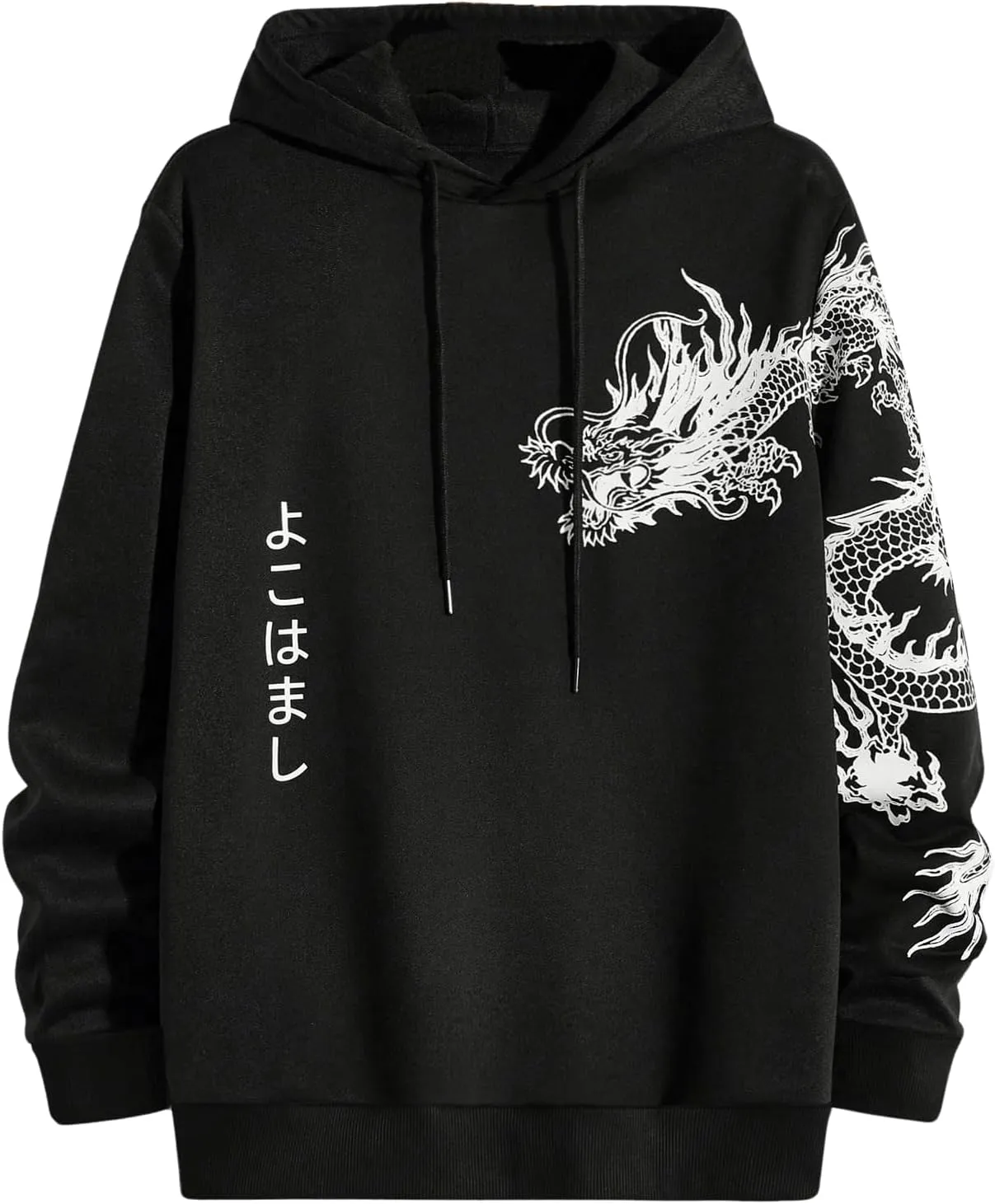 Floerns Men's Letter Graphic Print Lightweight Hoodies Long Sleeve Drawstring Pullover Sweatshirts with Pockets