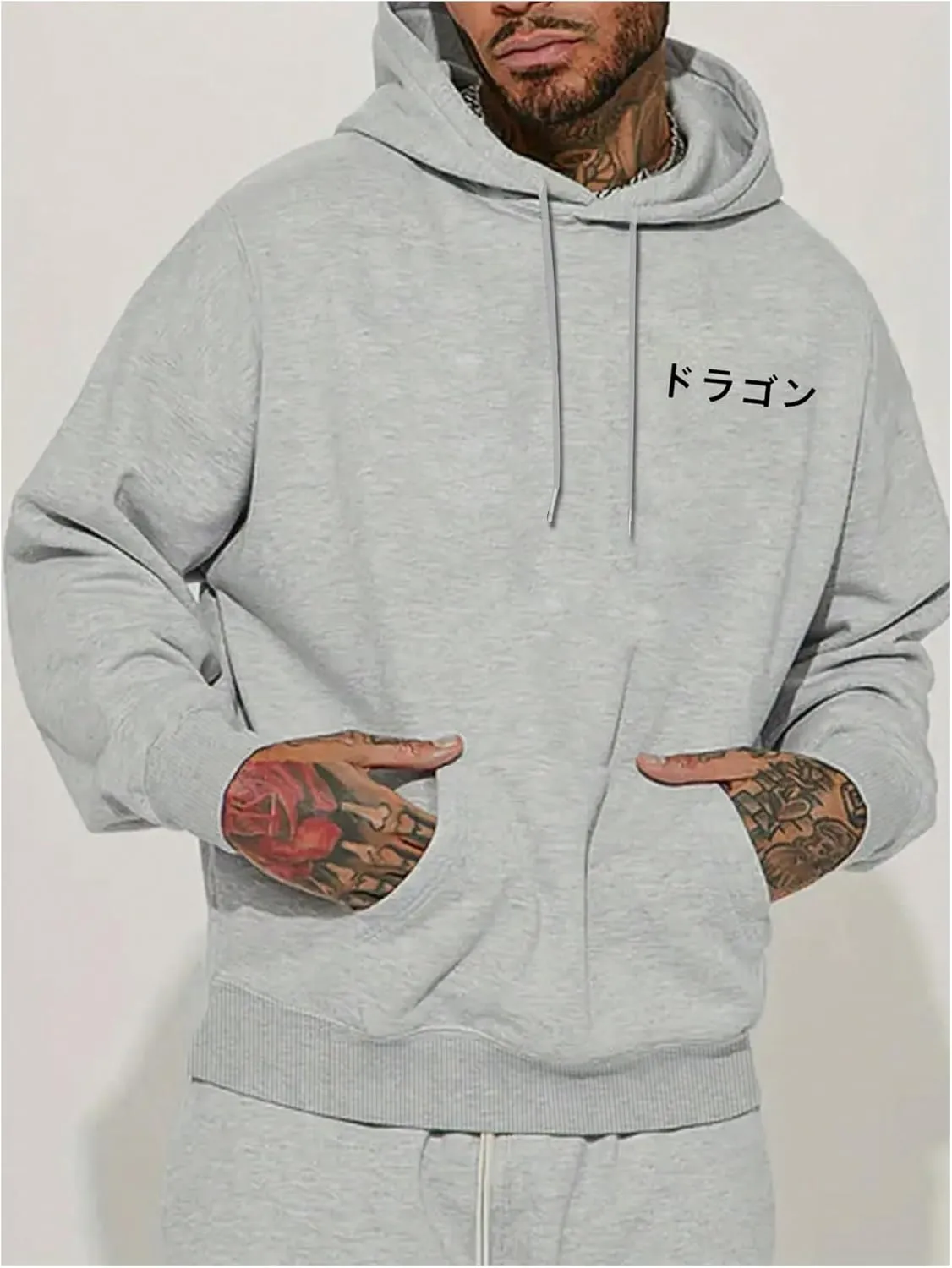 Floerns Men's Letter Graphic Print Lightweight Hoodies Long Sleeve Drawstring Pullover Sweatshirts with Pockets