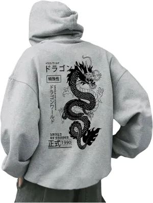Floerns Men's Letter Graphic Print Lightweight Hoodies Long Sleeve Drawstring Pullover Sweatshirts with Pockets