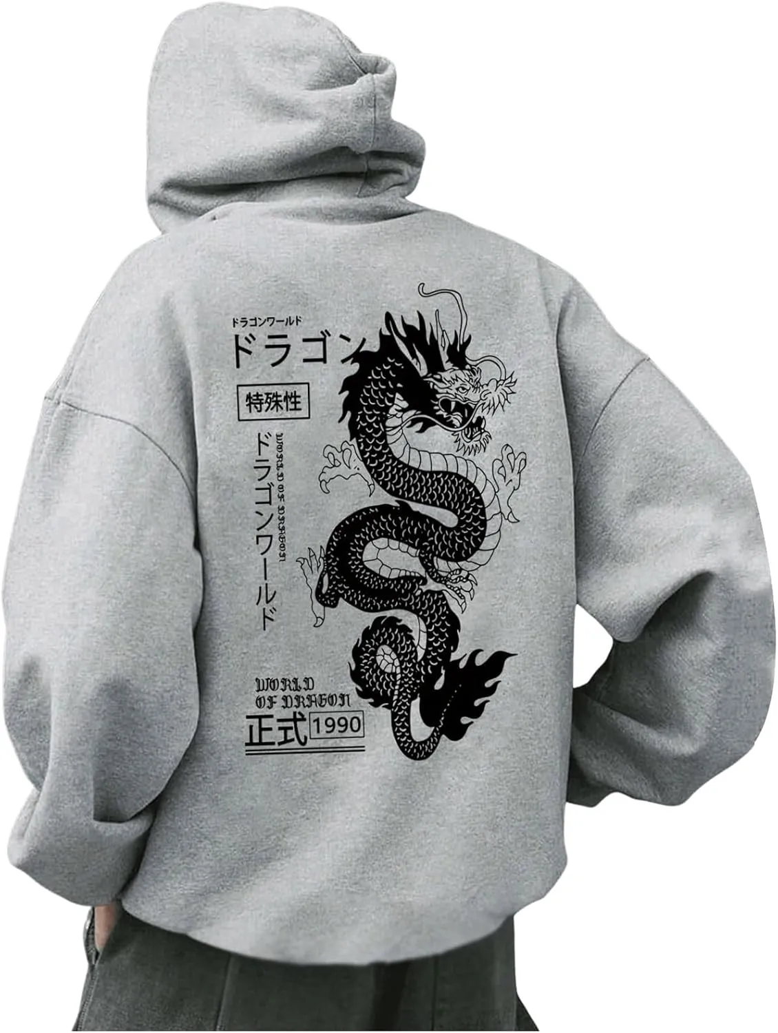Floerns Men's Letter Graphic Print Lightweight Hoodies Long Sleeve Drawstring Pullover Sweatshirts with Pockets