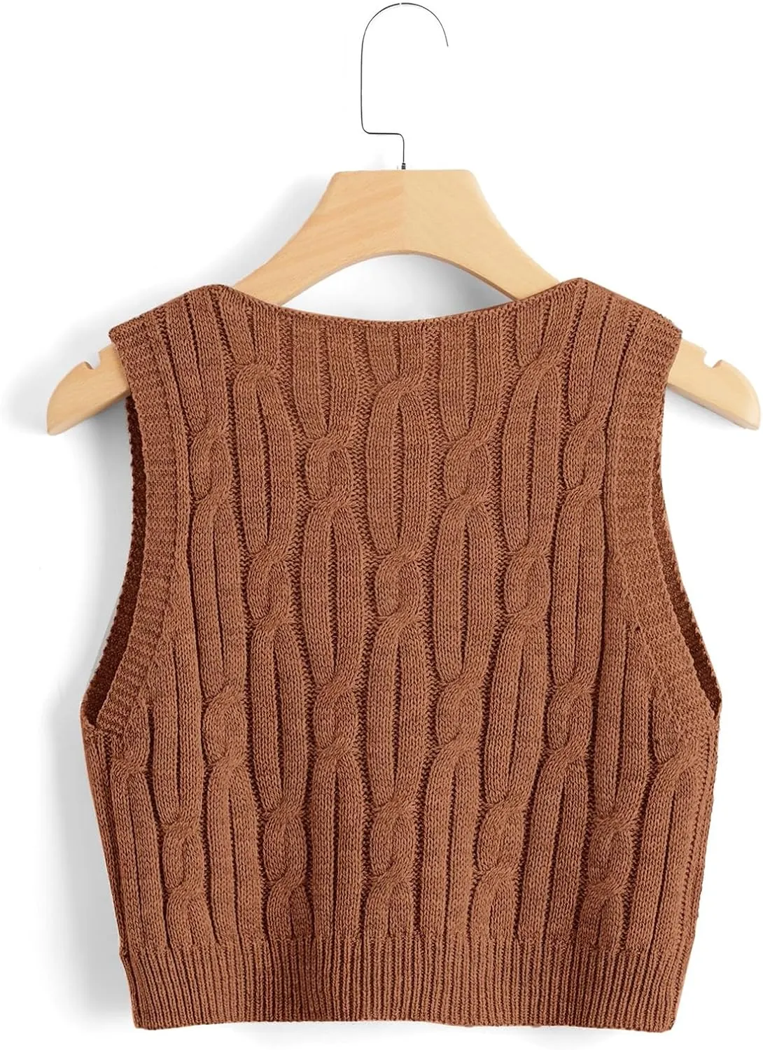 Floerns Women's Cable Knit Sleeveless Sweater Vest V Neck Pullover Crop Tops