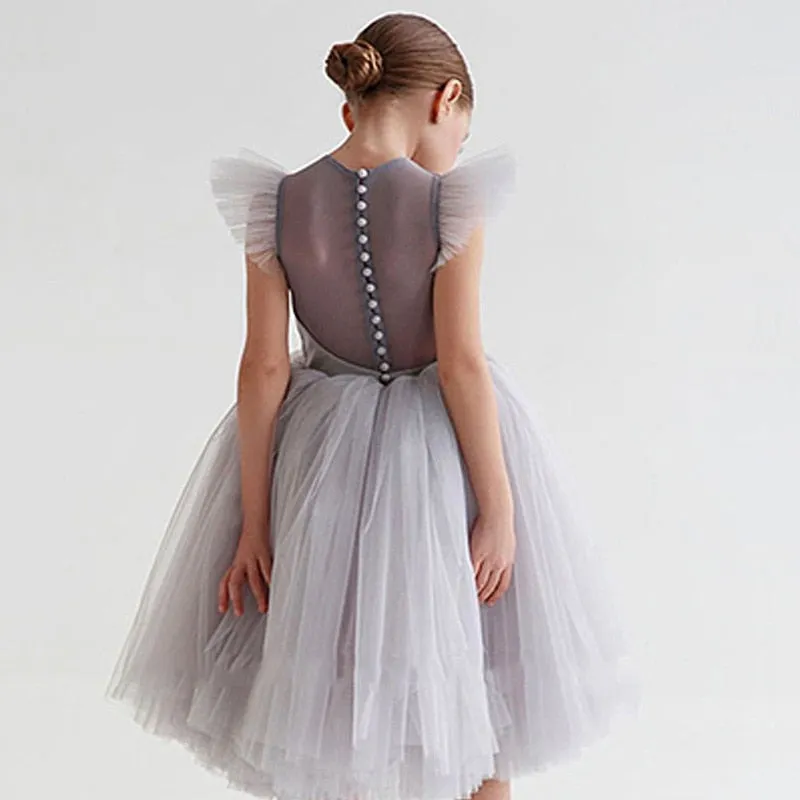 Flower Girl Dress, Girls Elegant Princess Dress, Tulle Skirt, Baby, Girls, Kids, Lace Wedding Ceremony Dresses