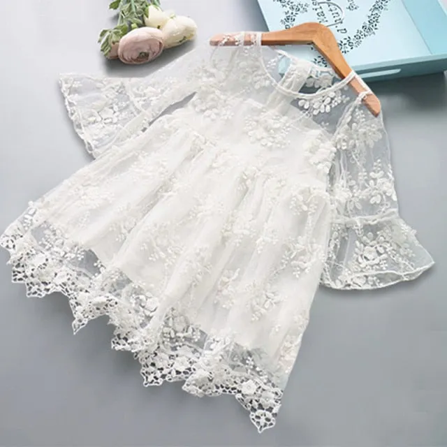 Flower Girl Very European Lace Dress - Half-sleeve Party Dress - Childrens Elegant - Comfort Style