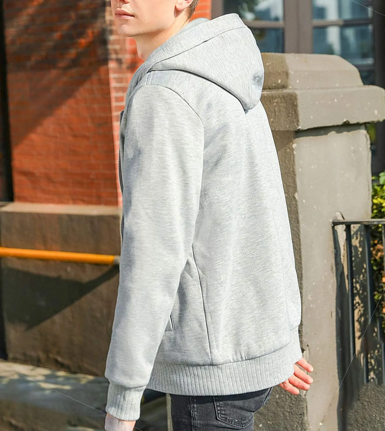 Flygo Men's Winter Sherpa Lined Zip Up Hoodies Sweatshirt Coat