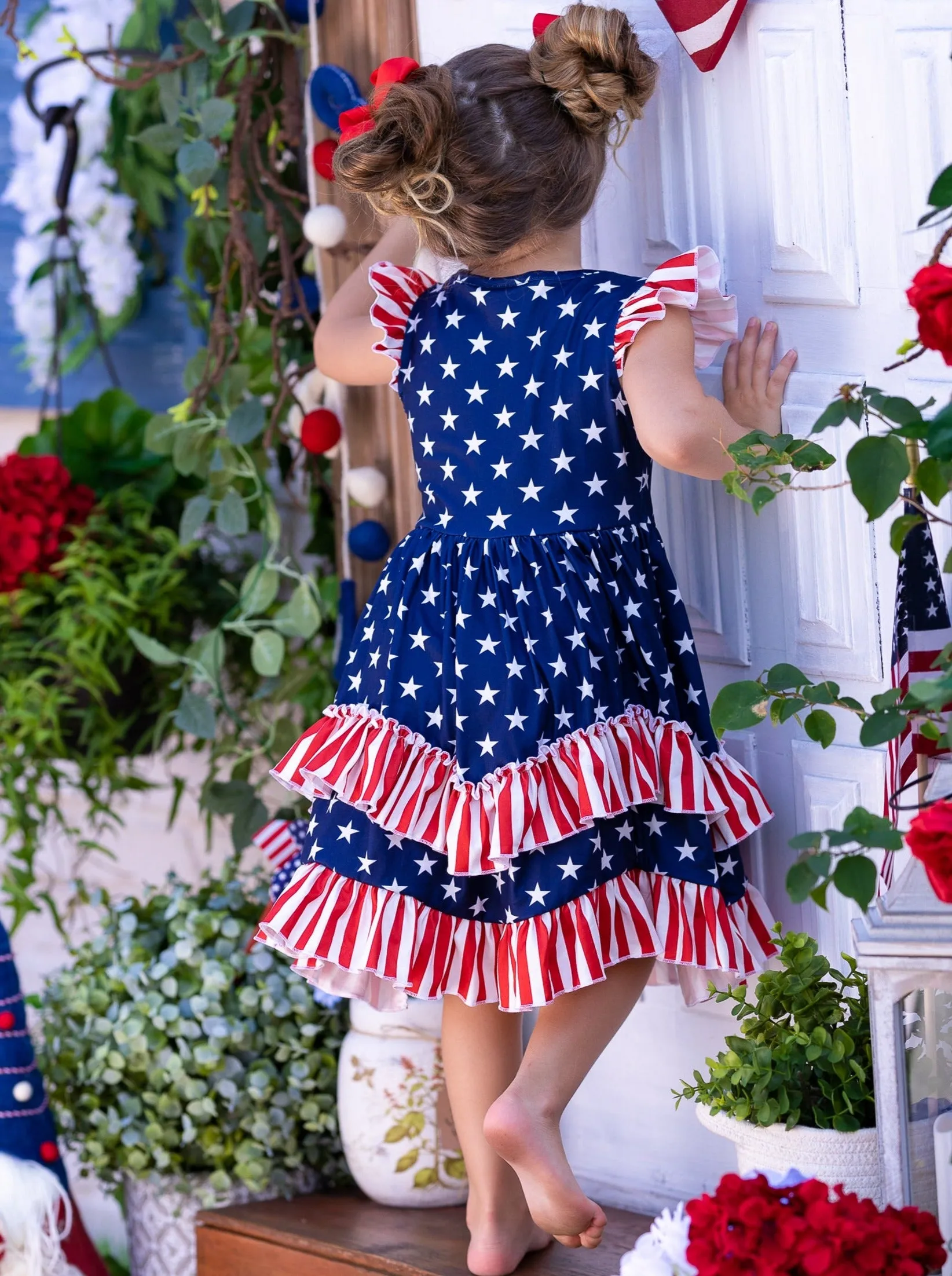 For Stars And Stripes Tiered Ruffled Dress