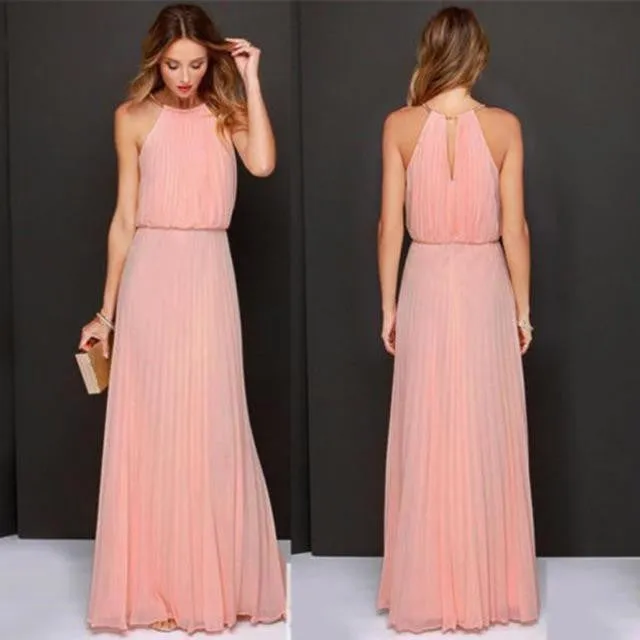 Formal Chiffon Sleeveless Halter Dress