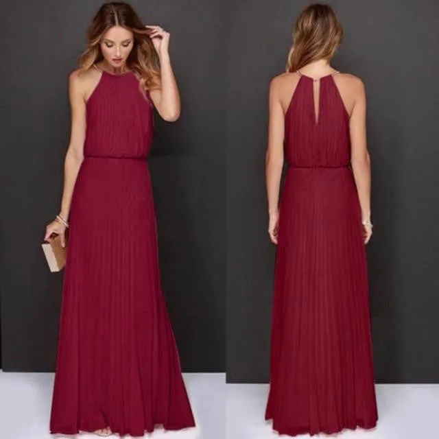 Formal Chiffon Sleeveless Halter Dress