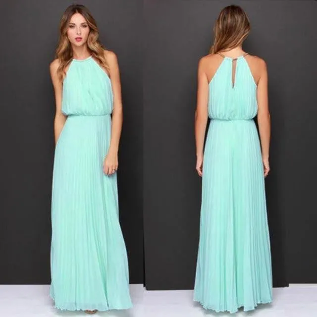Formal Chiffon Sleeveless Halter Dress