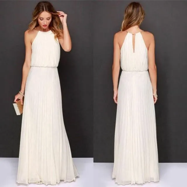 Formal Chiffon Sleeveless Halter Dress