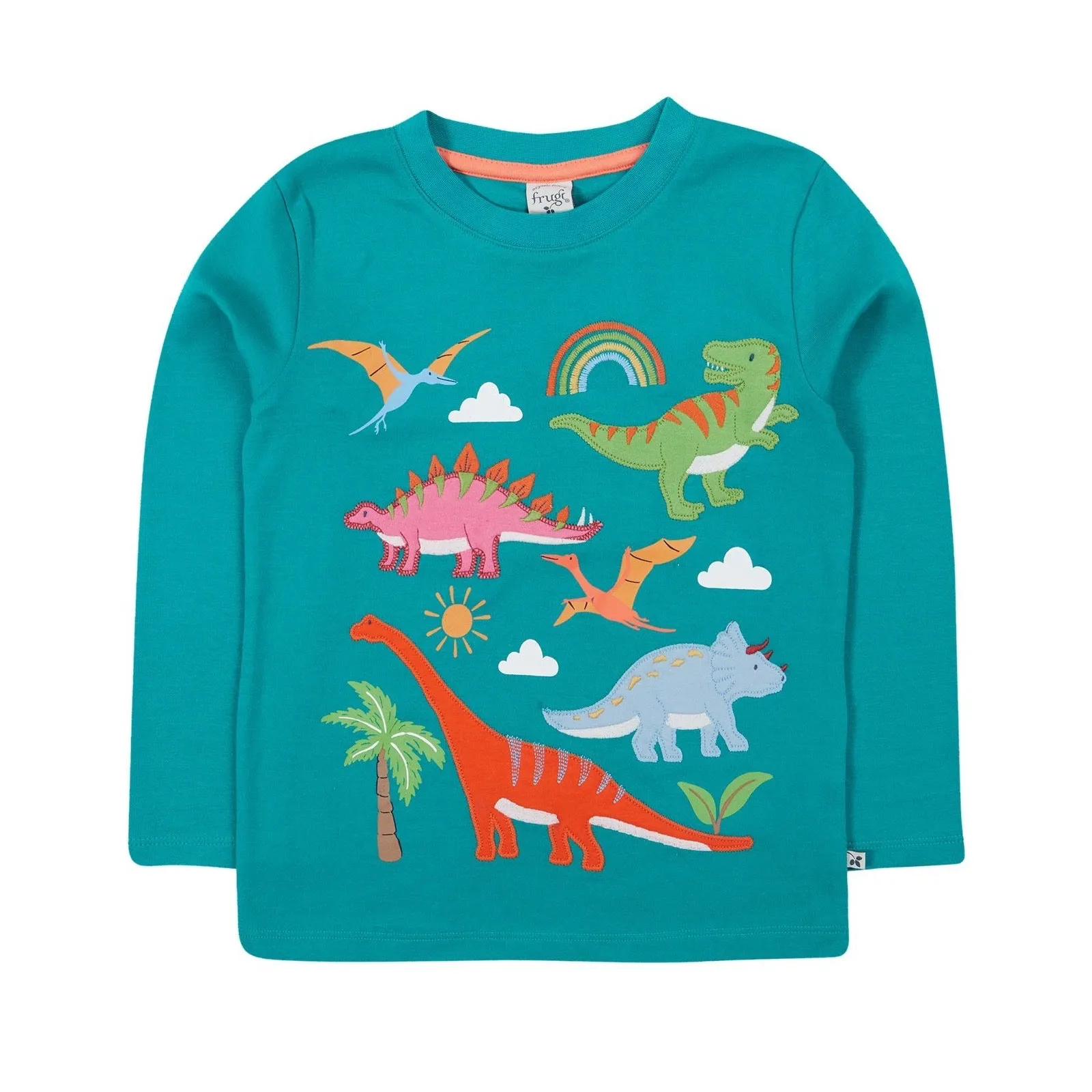 Frugi Adventure Applique T-Shirt 500182S5igdi Dinosaur