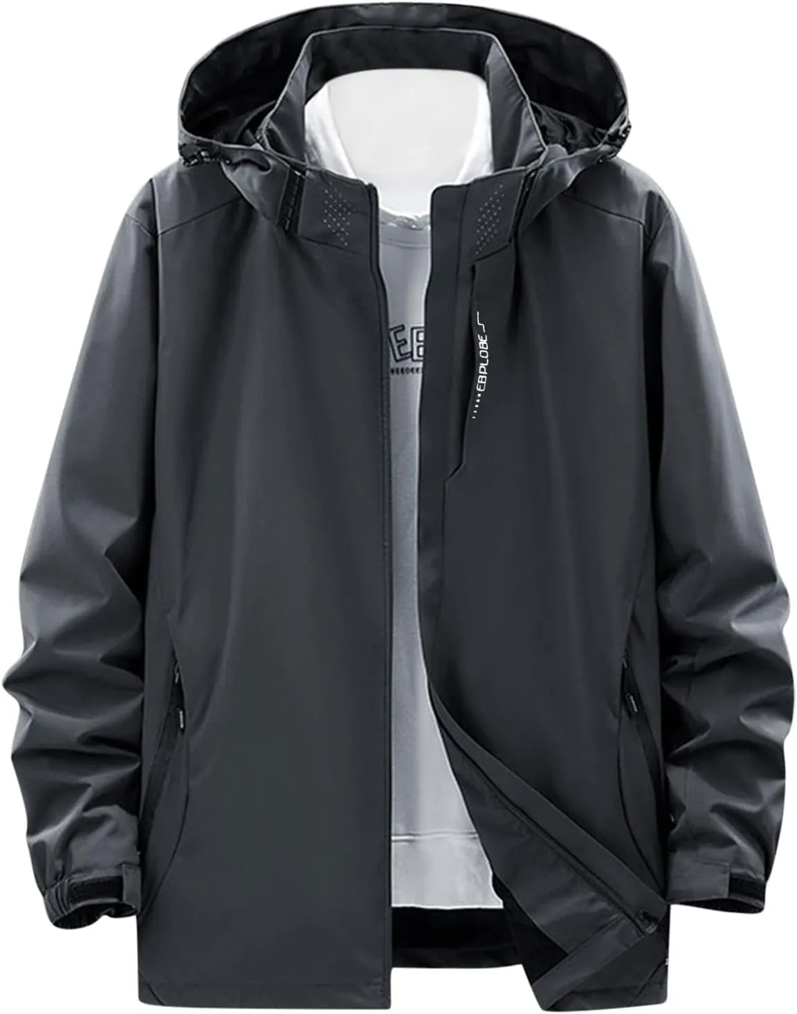 Full Zip Rain Coats for Men Women Outdoor Trendy Light Solid Rainproof Active Hooded Jackets Plus Size Loose Fit Hoodies