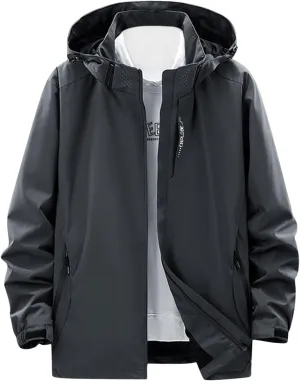 Full Zip Rain Coats for Men Women Outdoor Trendy Light Solid Rainproof Active Hooded Jackets Plus Size Loose Fit Hoodies