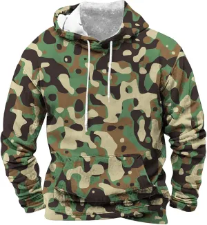 Funny 3D Printed Hoodies for Men Fashion Camo Long Sleeve Pullover Hooded Sweatshirt Running Fitness Athletic Tops