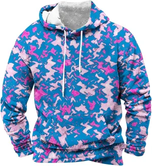 Funny 3D Printed Hoodies for Men Fashion Camo Long Sleeve Pullover Hooded Sweatshirt Running Fitness Athletic Tops