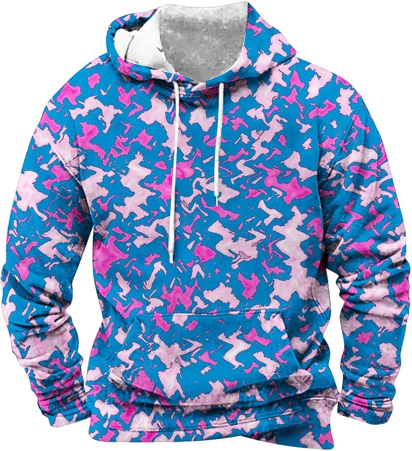 Funny 3D Printed Hoodies for Men Fashion Camo Long Sleeve Pullover Hooded Sweatshirt Running Fitness Athletic Tops