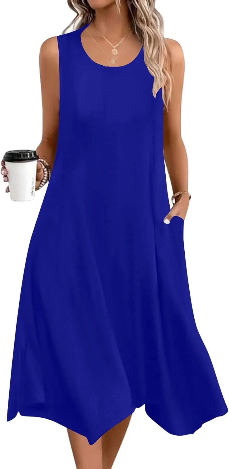 FZYLQY 2025 Womens Summer Dress Casual Swing Ruffle Short Sleeve Sundresses Beach Mini A-line Shift Dress with Pockets