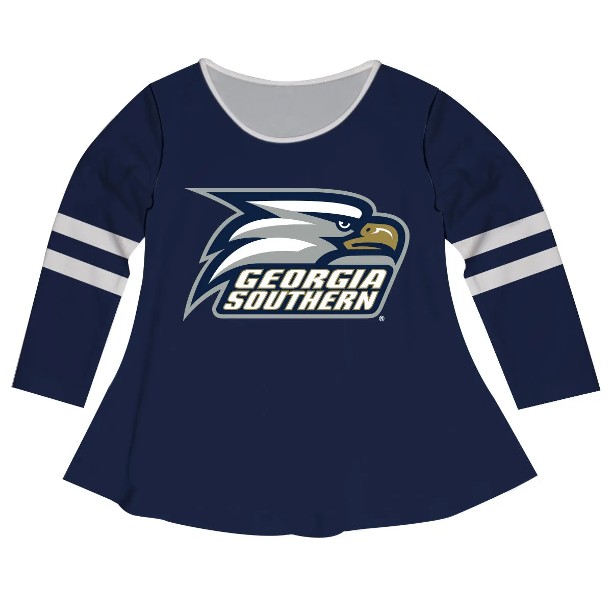Georgia Southern Big Logo Blue Stripes Long Sleeve Girls Laurie Top by Vive La Fete