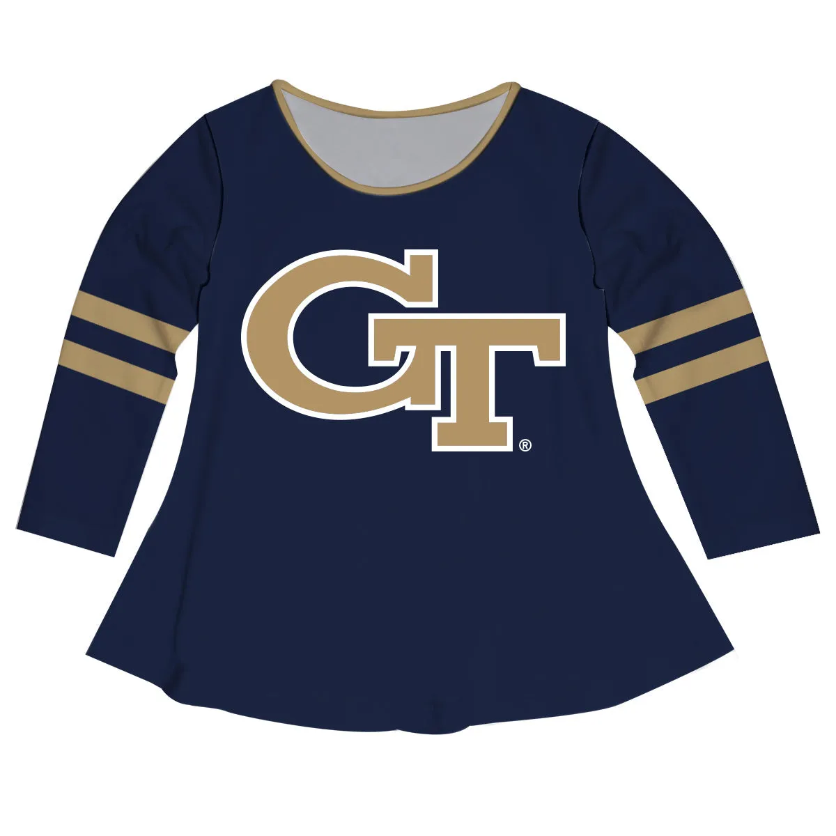 Georgia Tech Yellow Jackets Big Logo Blue Stripes Long Sleeve Girls Laurie Top by Vive La Fete