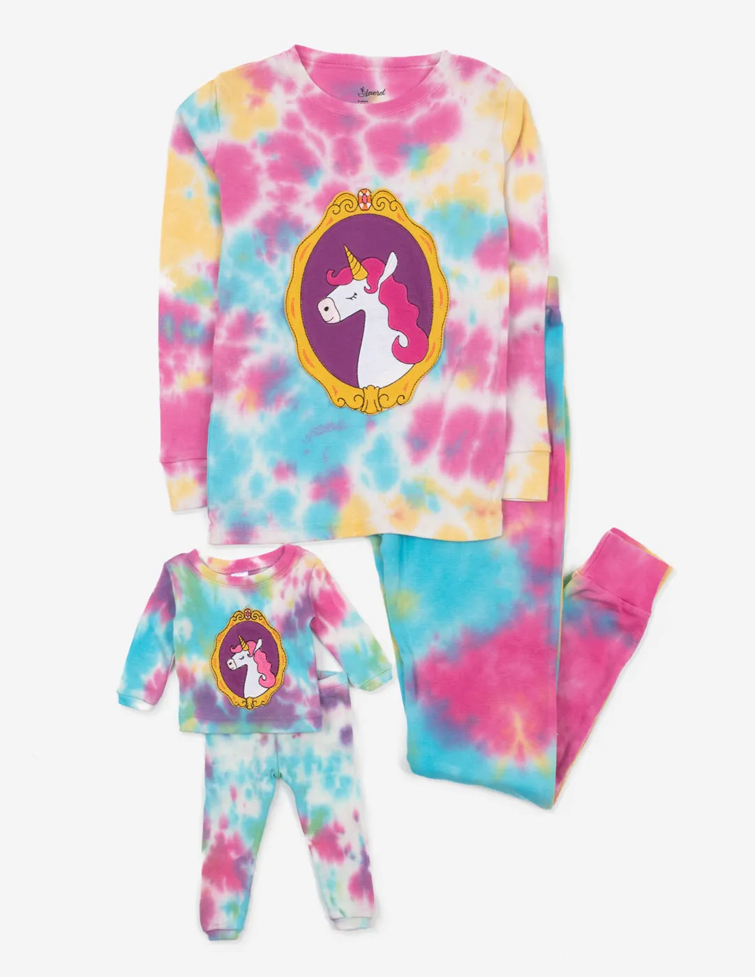 Girl and Doll Matching Rainbow Unicorn Mix Tie Dye Pajamas