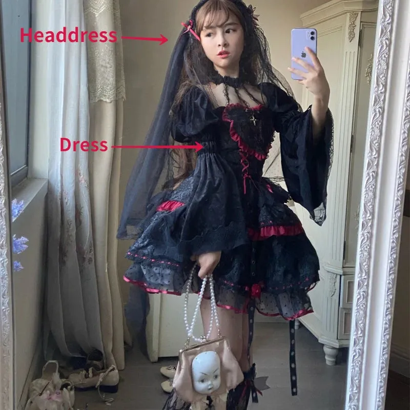 Girlary Gothic Lolita Jsk Dresses Victorian Women Elegant Lace Halter Neck Dark Mini Dress Girls Punk Y2K Halloween Holiday Party Dress