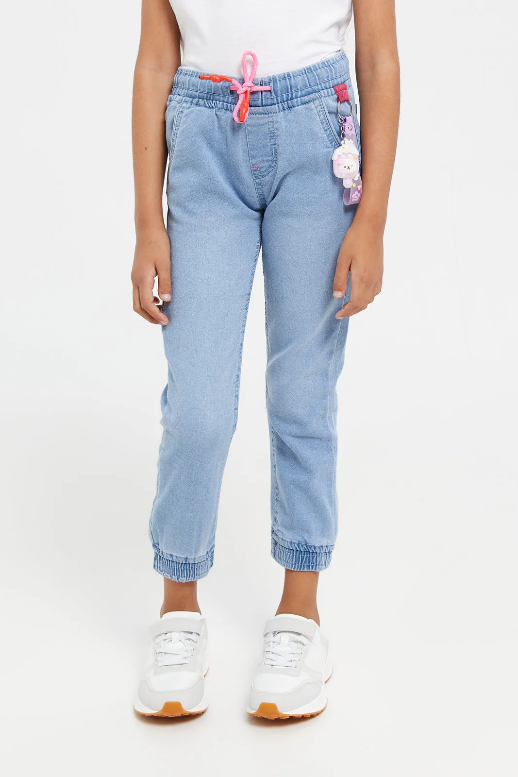 Girls Blue Denim Jogger Jeans