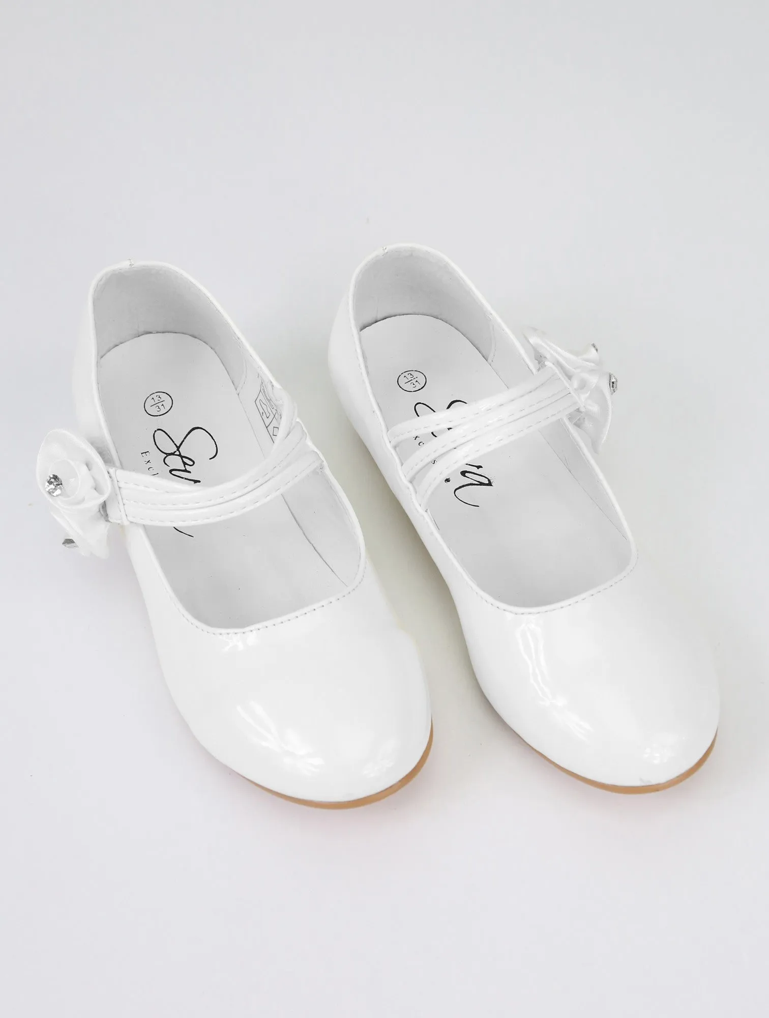 Girls' Mary Jane Low Heal Patent Dress shoes - White