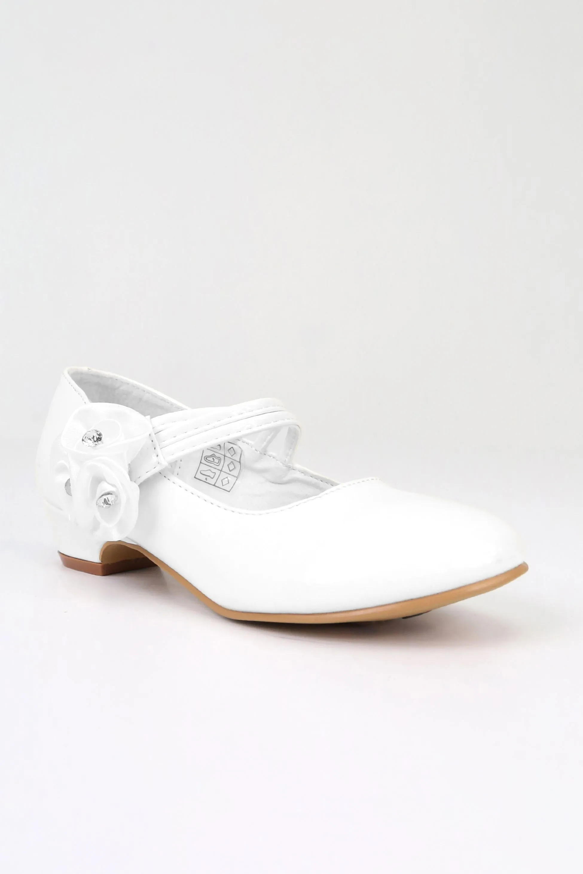 Girls' Mary Jane Low Heal Patent Dress shoes - White