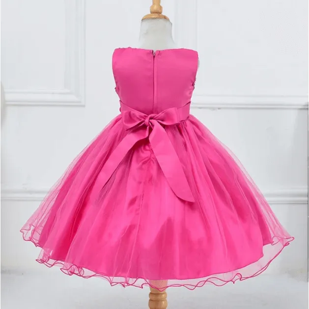 Girl's Sequined Flower Decorated Dress