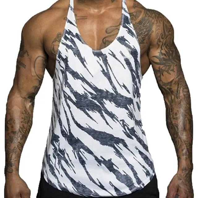 Gym Men Bodybuilding Camo Sleeveless Single Tank Top Muscle Stringer Athletic Fitness Vest Tops Summer Clothes