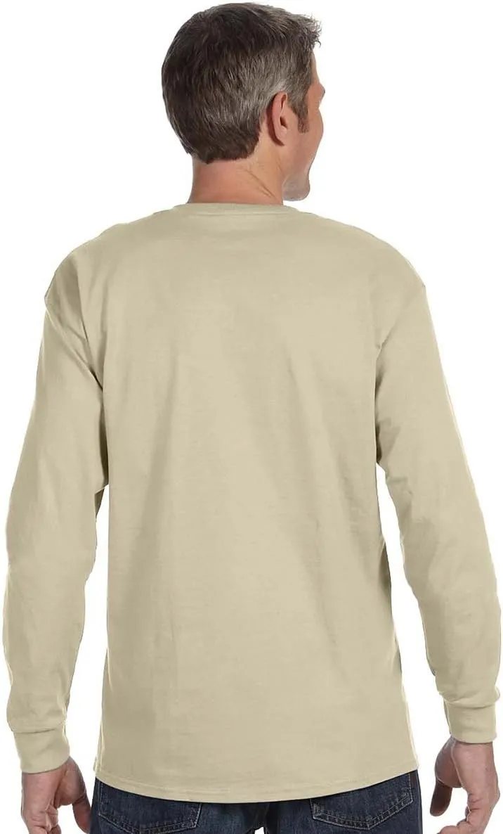 Hanes Essentials Men's Long Sleeve T-Shirt Pack, Men's Long Sleeve Tees, Crewneck Cotton T-Shirts, 4-Pack