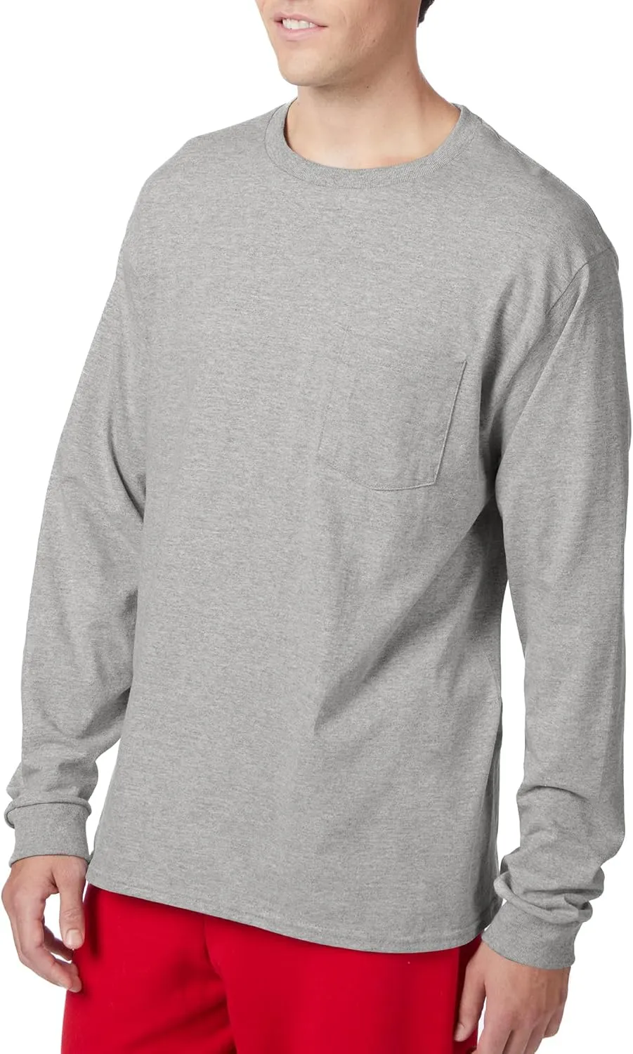 Hanes Men's Essentials Long-Sleeve T-Shirt, Cotton Pocket Tee, Long-Sleeve Tees For Men