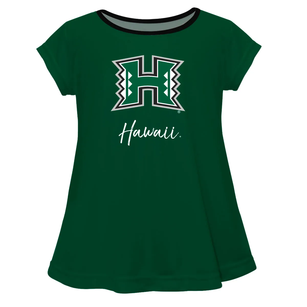 Hawaii Rainbow Warriors Green Short Sleeve Girls Laurie Top by Vive La Fete