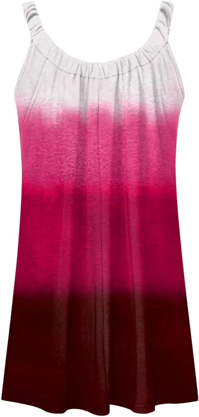 Hawaiian Dresses for Women Cute Summer Gradient Color Block Sleeveless Short Sundresses Travel Spring Break Clothes