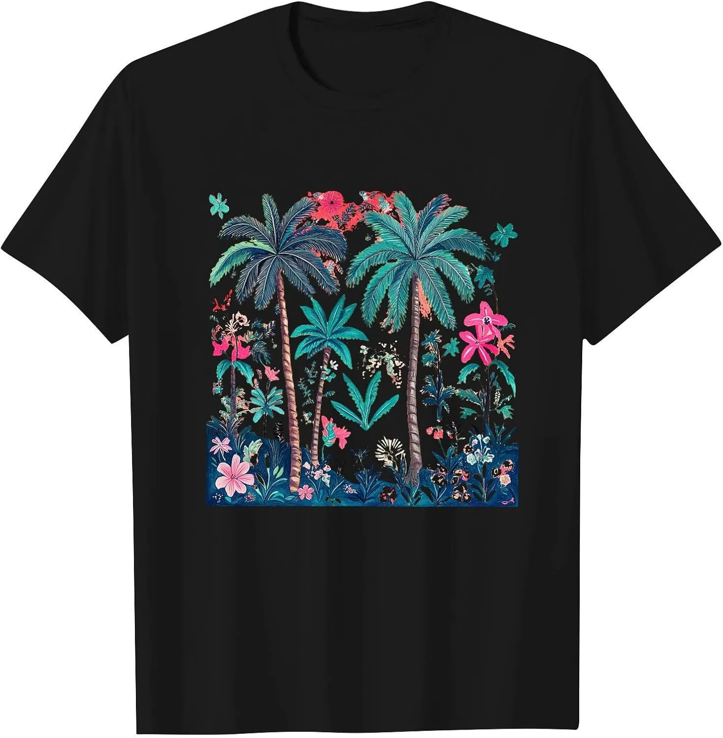 Hawaiian Shirts for Women Palm Trees Graphic Tees Summer Beach Vacation Tops Casual Cotton Short Sleeve T-Shirt
